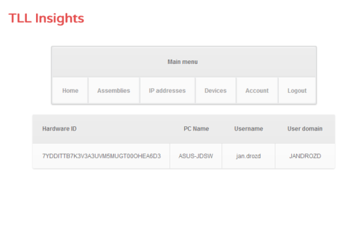 Devices list