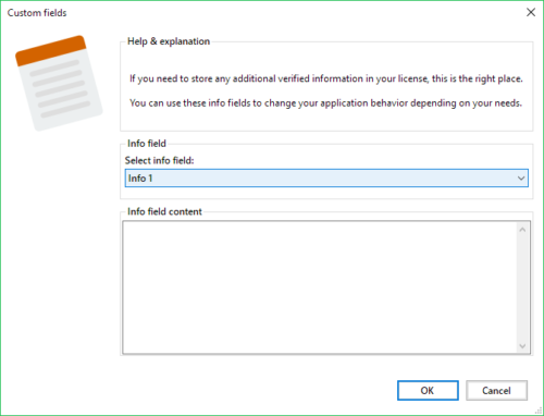 Custom license info fields