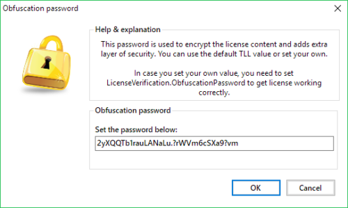 License obfuscation password